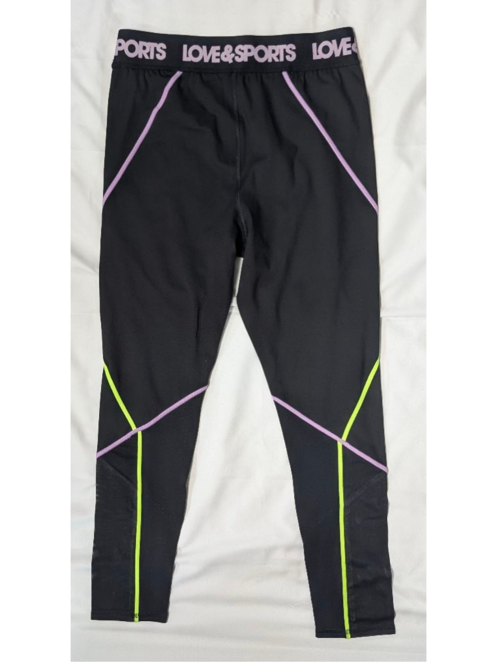 Love & Sports Black Cropped Leggings Mesh Panel Athletic Medium - Picture 2 of 6